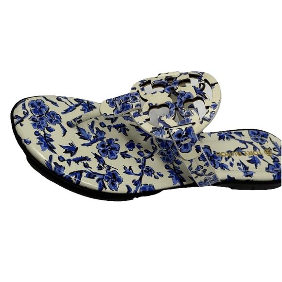 Tory Burch Miller sandal Blue white branches 7.5 - Picture 5 of 10